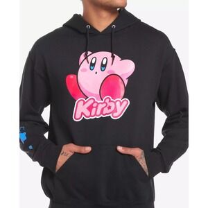 HOT TOPIC Nintendo Kirby Black Pullover Hoodie Sweatshirt with‎ Pink Character